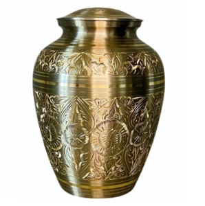 Alas angulares con esmalte de color púrpura y latón acabado pulido Urna de cremación para adultos Banda de grabado Urna de cremación. - Product Image 2