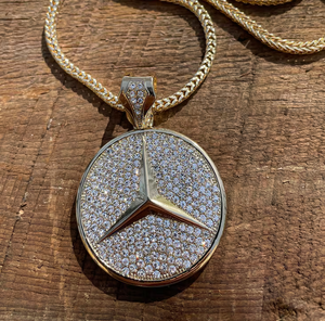 Colgante de estrella redonda con incrustaciones de moissanita plateada, de lujo, estilo Hip Hop Bling, para fiestas, joyería llamativa para raperos, unisex - Product Image 1