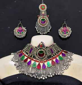 Último nuevo diseño personalizado Kuchi afgano hecho a mano compromiso aniversario conjunto de joyas de acero inoxidable para las fiestas de boda de las mujeres - Product Image 2