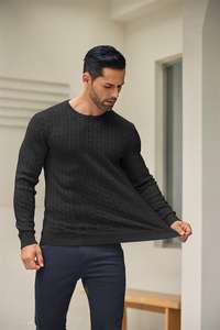 Sweat-shirt doublé décontracté chaud pour homme de haute qualité, manches longues, col rond, uni, brodé, 100% coton, 300g, automne-hiver - Product Image 2