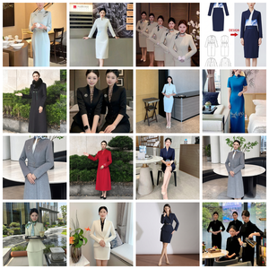 Conjuntos de Falda y Chaqueta para <span class=keywords><strong>Mujer</strong></span>, Ropa de Oficina, Azul Marino, Poliéster, Prendas Corporativas, OEM, ODM - Product Image 5