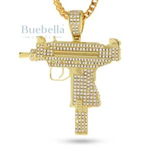 Urban Luxury <b>Fine</b> Statement Moissanite Uzi Gun <b>Pendant</b> <b>Necklace</b> Bold Personalities Jewelry for Fearless Hustlers with Ice Style - Product Image 1