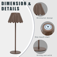 Lampe de table LED rechargeable en métal, commande tactile, sans fil, abat-jour festonné, lampe de chevet/bureau