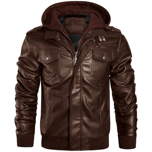 Coupe confortable haute qualité hommes mode veste en cuir/manches longues Design Unique hommes à capuche mode veste en cuir 2025 - Product Image 1