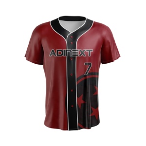 Custom Red Stripe Casual <b>Baseball</b> Jersey Breathable Sportswear in Plus Size - Product Image 1