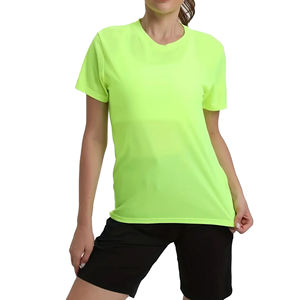 Respirant été à manches courtes femmes Gym t-shirts léger mode vêtements de sport blanc Polyester hauts pour l'entraînement en gros - Product Image 1