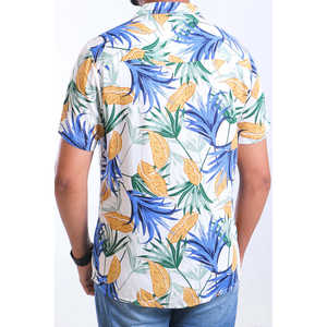 Camisa de lino informal con cuello levantado para hombre, tela tejida con patrón Floral y estampado Hawaiano antiarrugas de un solo pecho, tallas hasta 6XL - Product Image 2