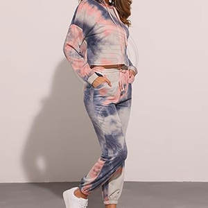 Survêtement tie-dye pour femme, coupe slim, tendance, confortable, idéal pour l'entraînement, vente chaude - Product Image 2
