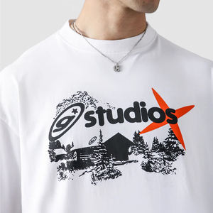 Trending 100% Organic Cotton <b>Men's</b> Short Sleeve T-<b>Shirt</b> Regular Fit Casual <b>Fleece</b> Fabric Breathable Solid Streetwear - Product Image 2