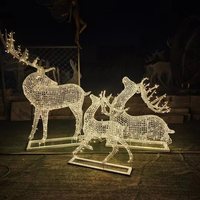 Statue de renne de Noël LED dorée surdimensionnée en métal de luxe, grand modèle grandeur nature pour décoration extérieure