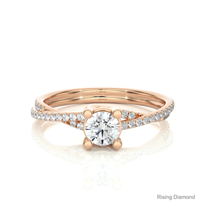 Anillo de compromiso de diamante cultivado en laboratorio de corte redondo de 0,36 quilates, anillo de regalo de aniversario de diamante CVD de oro rosa para ella - Product Image 1