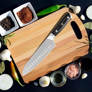 Cuchillo de Chef de acero inoxidable de Damasco profesional hecho a mano personalizado OEM mango de madera de ébano natural supervivencia para acampar DIY Extra afilado - Product Image 6