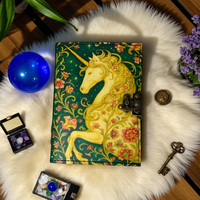 Imprimé 400 Page Licorne floral Journal En Cuir À La Main Vintage Grimoire Relié Cahier Fantaisie magique Livre Des Ombres