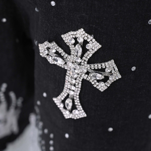 Shorts en jean pour homme avec strass, 100% coton, design personnalisé, style streetwear, grande taille - Product Image 4