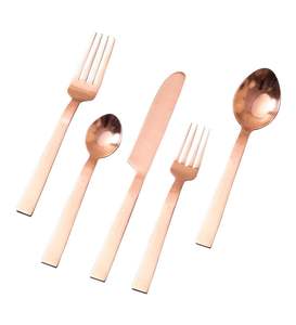 Nouveau Style de couverts à poignée carrée en acier inoxydable, or Rose mat, service de vaisselle en cuivre mat pour hôtel - Product Image 4