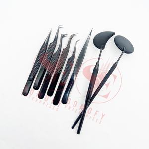 แหนบขนตาแบบปลายแหลมปลายแหลมปลายแหลมทำจากเส้นใยพลาสม่าสีดำฉลากตามต้องการ - Product Image 5