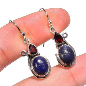 925 Solid Silver Classical <b>Earrings</b> Jewelry For Women 925 Sterling Silver Lapis Gemstone Boho Style <b>Handmade</b> <b>Earrings</b> Gift For - Product Image 1