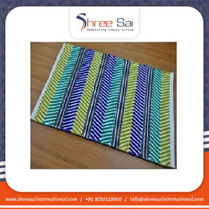 Haute Qualité Rayé Brodé Coton Chenille Low Pile Conception Personnalisée Tapis Fournisseur En Vrac pour Salon En Gros - Product Image 5