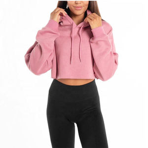 Sudadera Corta con Capucha para Mujer, Sudadera de Manga Larga para Gimnasio, Ropa Deportiva de Felpa Suave, Camisetas Deportivas con Bolsillos con Cremallera - Product Image 1