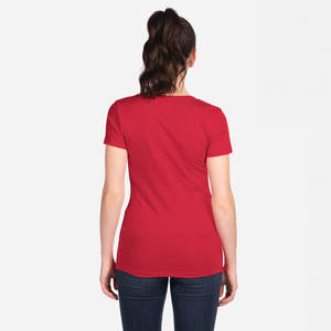 1510 T-shirt idéal rouge polyvalent femmes gros Logo personnalisé coton col rond T-Shirt respirant - Product Image 2