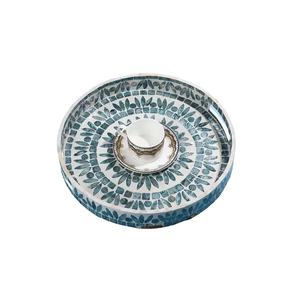 Handcrafted Luxury Mother of Pearl <b>Round</b> <b>Tray</b> High-End Home Decorative Serving <b>Tray</b> for Kitchen or Gift Giving - Product Image 1