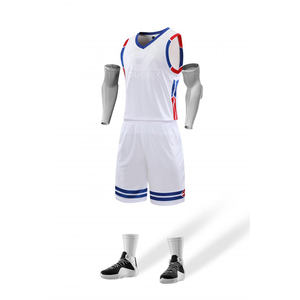Ensemble de maillot de basket-ball pour adultes à manches courtes en tissu personnalisé de haute qualité 160g, respirant, imprimé par transfert thermique, taille plus - Product Image 5