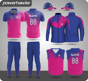 Conjunto completo de uniforme de cricket con color de tamaño de nombre de equipo personalizado y logotipo para jugadores a precio normal - Product Image 4