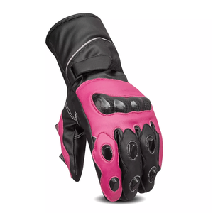 Pink Genuine Cowhide Leather Motorbike Winter Biker Waterproof Sports Riding Gloves Motorcycle Auto Racing Wear Unisex Gloves - Product Image 3
