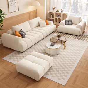 Modern <b>Cream</b> Cloud Design Fabric <b>Sofa</b> Set for Small Apartment Hotel & Office Living Rooms - Product Image 5