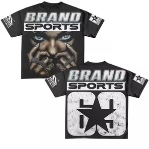 Haute qualité Streetwear surdimensionné Vintage épais cou goutte épaule sérigraphié pus taille t-shirt pour hommes coupe ample coupe et coudre - Product Image 4