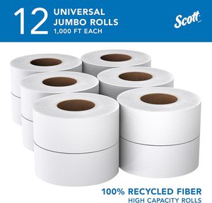 Scott Professional 100% Rouleau Jumbo haute capacité en fibre recyclée Serviette de cuisine en vrac 3 plis doux absorbant non perforé Blanc 12 - Product Image 6