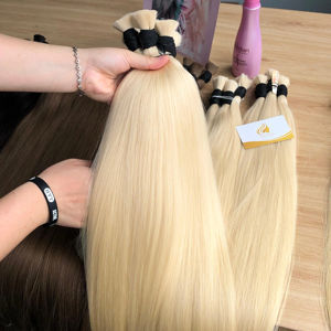 Vente d'usine : Cheveux humains vierges Remy 100% vietnamiens blonds # 60 machines à double trame, toutes couleurs disponibles, 100g, vente en gros, livraison gratuite - Product Image 1