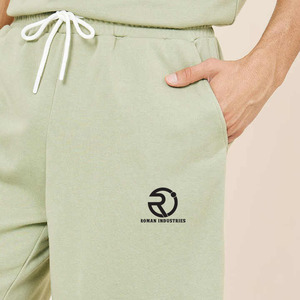 Ensemble short décontracté unisexe élégant pour homme 2 pièces T-Shirt à épaules tombantes Short à manches courtes et cordon de serrage pour homme - Product Image 3