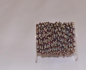 Silver Plated Purple Pyrite 3-4 mm Glass Beads Rondelle <b>Rosary</b> Chain, brass Wire Beaded Chain for Jewelry Making Finding - Product Image 2