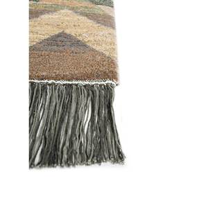 Tapis Manchaha classique gris et noir noué à la main en laine et soie de bambou, motif géométrique rectangulaire pour couloir, en viscose - Modèle - Product Image 4