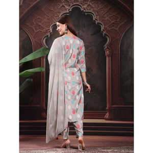 Conjunto de Kurta de Seda y Algodón Bordado para Mujer con Palazzo y Dupatta, Estilo Indio Pakistaní, Sari Étnico para Fiestas y Uso Diario para Chicas - Product Image 3