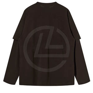 เสื้อเชิ้ตผ้าฝ้ายสองชั้นชายสไตล์สตรีทพร้อมไหล่ตกและทรงโอเวอร์ไซส์ - Product Image 5