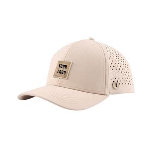 Casquette de golf minimaliste à 6 panneaux avec perforations laser, logo personnalisé en caoutchouc sur le côté, ajustement athlétique respirant - Product Image 1