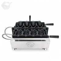 Machine à cornets de crème glacée Taiyaki Jinchin, 4 cornets par lot, chauffage indépendant double face, revêtement antiadhésif, contrôle de la température 5C