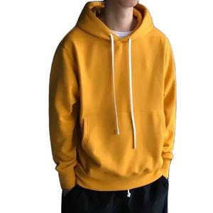 Sweat à capuche pour homme en coton 100% sur mesure, coupe ajustée, poids lourd, élégant, imprimé en 3D en relief, uni, décontracté, en polaire d'hiver, long, uni, teint - Product Image 1