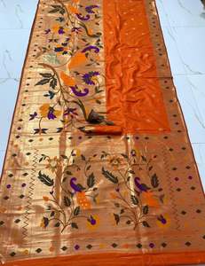 DERNIÈRE CONCEPTEUR ORIGINAL PUR PAON ZARI CONCEPTION ET tourbière TILAK BORDER ET LOURD MINA ZARI TISSANT PALLU - Product Image 5