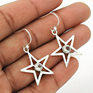 ต่างหูประดับพลอยบุษราคัมสีฟ้าธรรมชาติแบบห้อย925เงินสเตอร์ลิงทำมือเครื่องประดับ Boho - Product Image 2