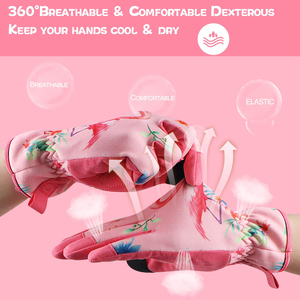 Gants de jardinage en cuir pour femmes avec logo personnalisé, ajustement flexible, gants de travail de protection pour l'entretien de la cour, de la pelouse et des plantes - Product Image 4