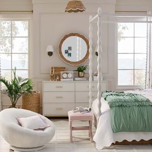 Espejo de pared de jacinto de agua bohemio en forma de vieira redondo, espejo decorativo rústico hecho a mano para sala de estar - Product Image 3