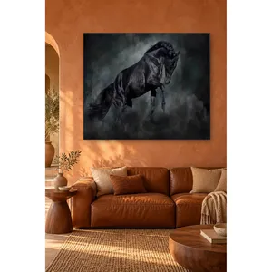 Impression sur toile « Cheval noir Fida en pleine action » - Product Image 1
