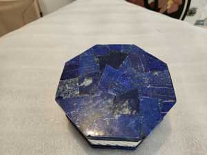 Joyero de mármol con incrustaciones de lapislázuli, organización de almacenamiento de utilidad múltiple rectangular para regalos de inauguración de la casa, piedra Mader de Navidad - Product Image 4