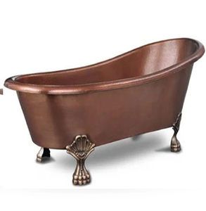 อ่างอาบน้ำทองแดงแปดเหลี่ยมกว้างพิเศษที่มีพื้นผิวเป็นก้อนและฐานแท่นแบบฉัตรสไตล์อิสระมีจำหน่ายในราคาส่ง - Product Image 6