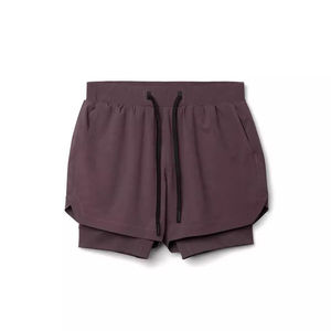 Shorts d'entraînement 2-en-1 personnalisables pour hommes, en toile écologique, séchage rapide, respirant, imperméable, motif uni, 100 % coton - Product Image 6