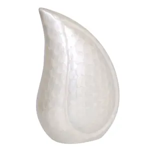 Urnas Funerarias de Lujo en Forma de Lágrima para Cenizas, Urnas Blancas con Impresión Meena, Personalizables, Suministros Funerarios de Alta Calidad al Mejor Precio - Product Image 1