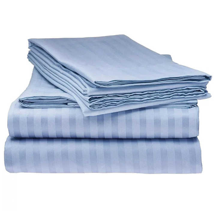 Premium Hotel Quality White Stripe Cotton Duvet Cover Set Double King Size Bed Sheet for Home Use Low Price OEM Available